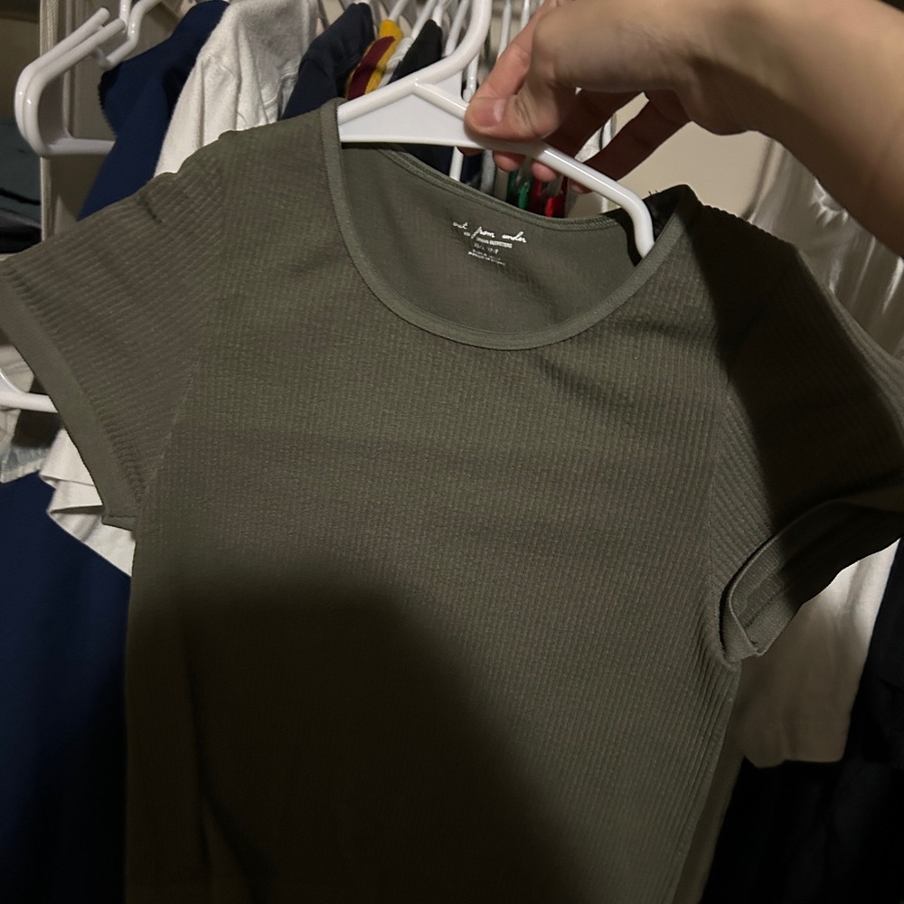 Out from under Olive Green Ribbed T-Shirt